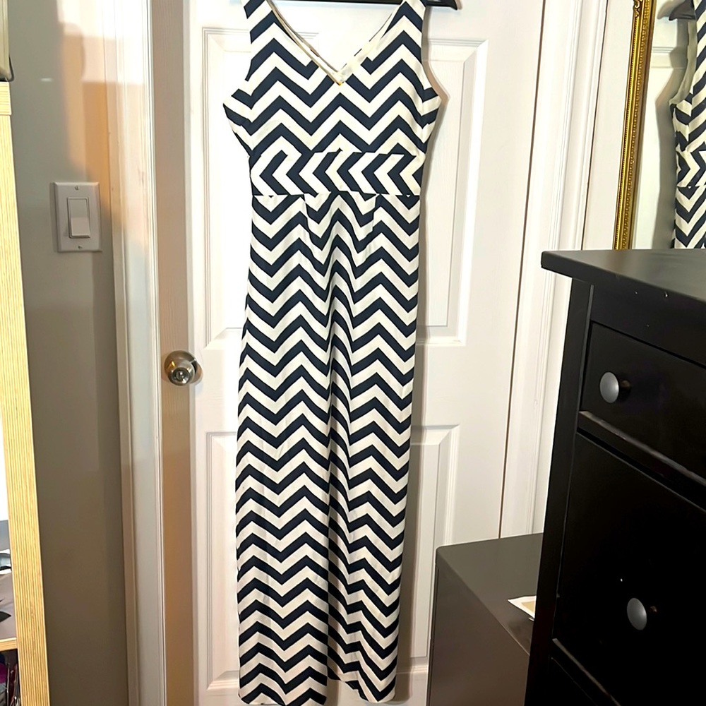 Women’s maxi dress Moon dark navy blue and white size small